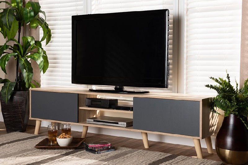 BAXTON STUDIO TV8010 CLAPTON 70 7/8 INCH MODERN AND CONTEMPORARY TWO-TONE WOOD TV STAND