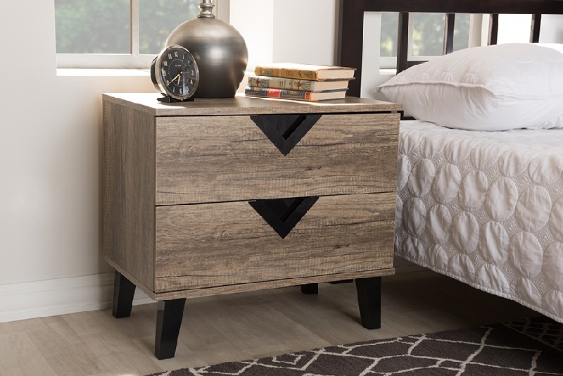 BAXTON STUDIO W-602A SWANSON 23 5/8 INCH MODERN AND CONTEMPORARY WOOD TWO DRAWER NIGHTSTAND - LIGHT BROWN
