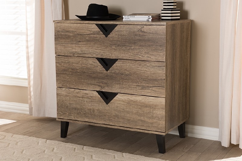 BAXTON STUDIO WALES-3DW-CHEST WALES 35 INCH MODERN AND CONTEMPORARY WOOD THREE DRAWER CHEST - LIGHT BROWN