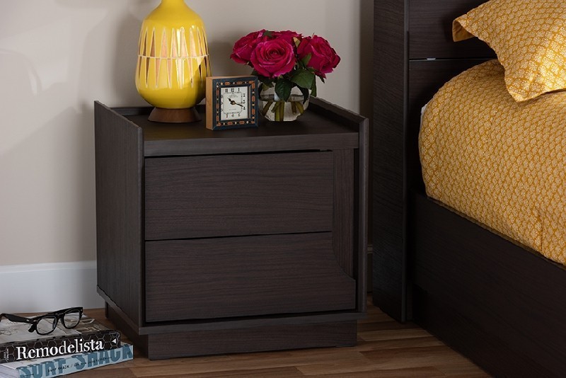 BAXTON STUDIO YCNT00904-MODI WENDE-NS LARSINE 18 3/4 INCH MODERN AND CONTEMPORARY TWO DRAWER NIGHTSTAND - BROWN