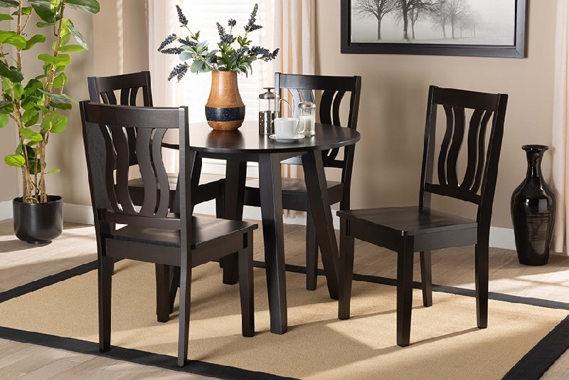 BAXTON STUDIO ANESA MODERN AND CONTEMPORARY TRANSITIONAL WOOD FIVE PIECE DINING SET