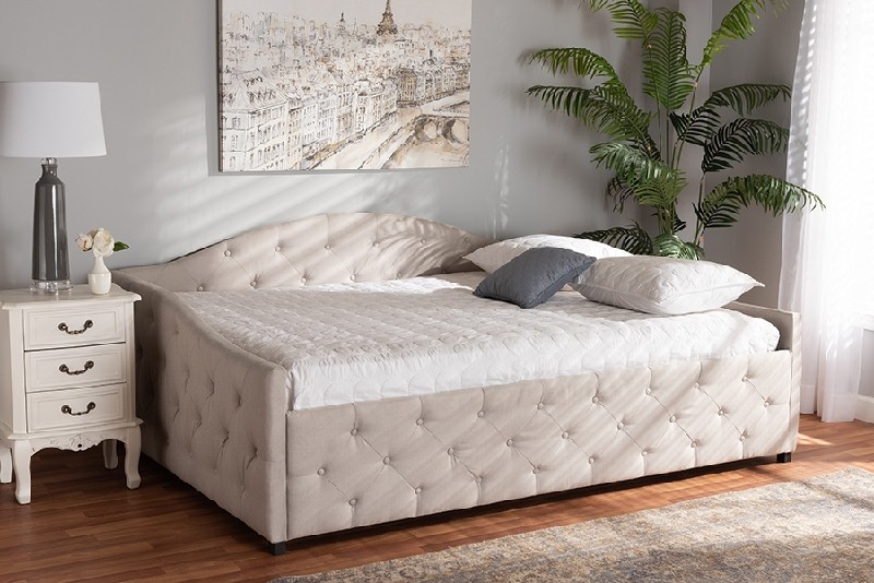 BAXTON STUDIO BECKER-FULL BECKER 83 1/8 INCH MODERN AND CONTEMPORARY TRANSITIONAL FABRIC UPHOLSTERED FULL SIZE DAYBED