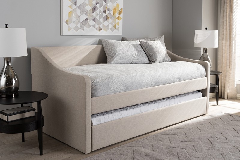 BAXTON STUDIO CF8755 BARNSTORM 42 3/4 INCH MODERN AND CONTEMPORARY FAUX LEATHER UPHOLSTERED DAYBED WITH GUEST TRUNDLE BED