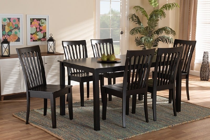 BAXTON STUDIO ERION-7PC ERION MODERN AND CONTEMPORARY WOOD SEVEN PIECE DINING SET