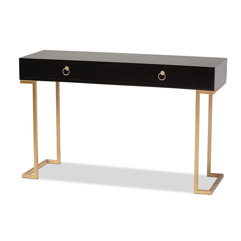 BAXTON STUDIO JY20B168-Black/Gold BEAGAN 47 1/4 INCH MODERN AND CONTEMPORARY WOOD AND METAL 2-DRAWER CONSOLE TABLE - BLACK AND GOLD