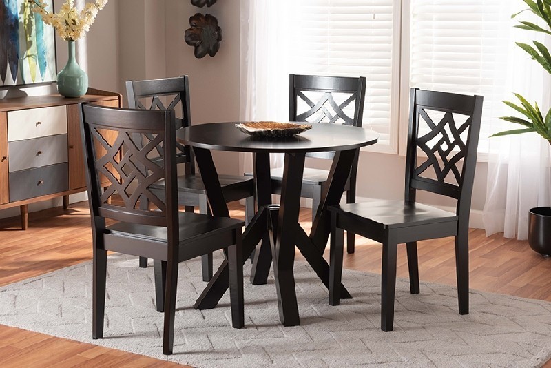 BAXTON STUDIO KAILA MODERN AND CONTEMPORARY WOOD FIVE PIECE DINING SET