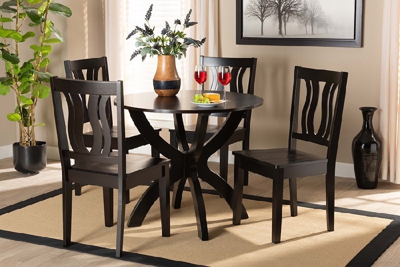 BAXTON STUDIO KARLA MODERN AND CONTEMPORARY TRANSITIONAL WOOD FIVE PIECE DINING SET