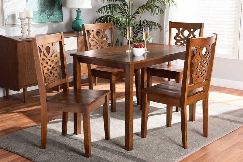 BAXTON STUDIO LUISA-WALNUT-5PC DINING SET LUISA MODERN AND CONTEMPORARY TRANSITIONAL WOOD WITH FIVE PIECE DINING SET - WALNUT BROWN
