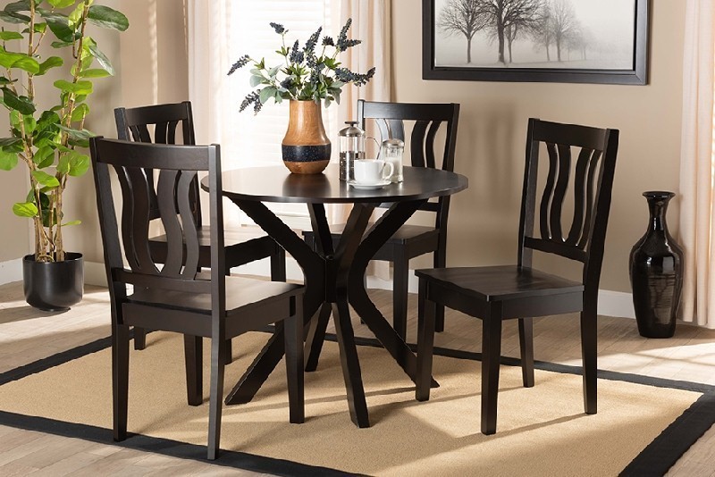 BAXTON STUDIO MARE-5PC MARE MODERN AND CONTEMPORARY TRANSITIONAL WOOD FIVE PIECE DINING SET