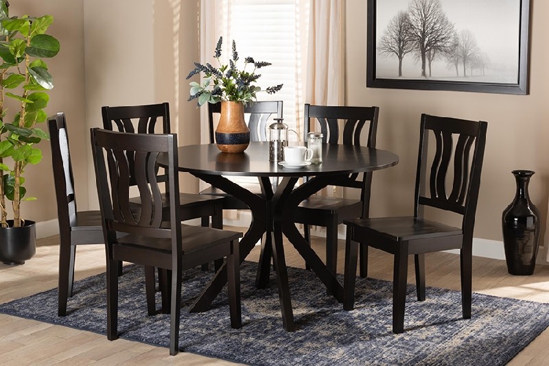 BAXTON STUDIO MARE-7PC MARE MODERN AND CONTEMPORARY TRANSITIONAL WOOD SEVEN PIECE DINING SET