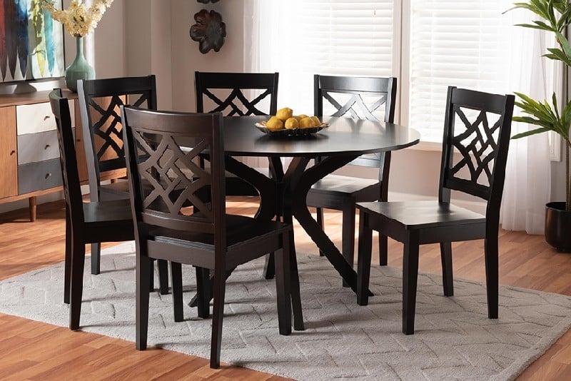 BAXTON STUDIO MIELA-7PC MIELA MODERN AND CONTEMPORARY WOOD SEVEN PIECE DINING SET