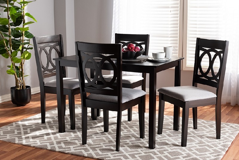 BAXTON STUDIO RH315C-5PC LENOIR MODERN AND CONTEMPORARY FABRIC UPHOLSTERED AND WOOD FIVE PIECE DINING SET