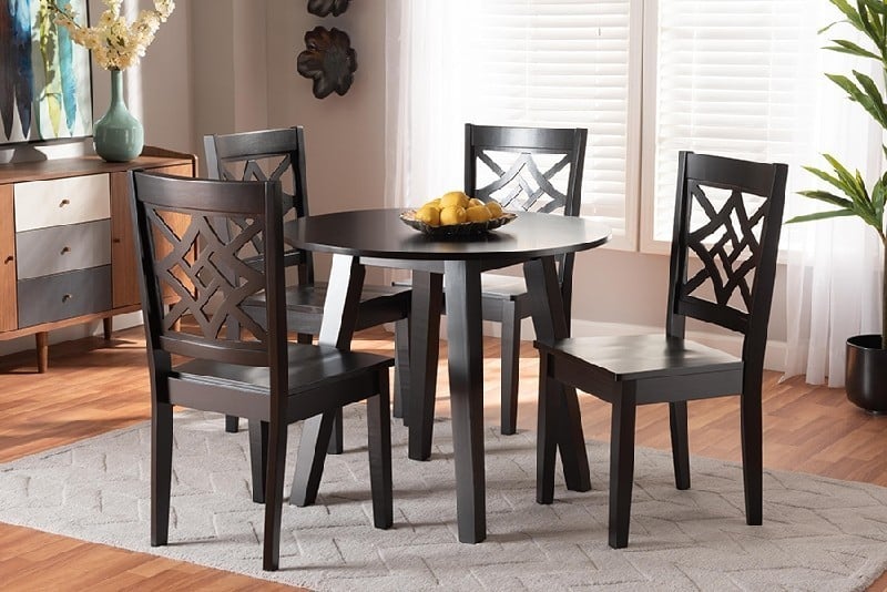 BAXTON STUDIO RAVA MODERN AND CONTEMPORARY WOOD FIVE PIECE DINING SET