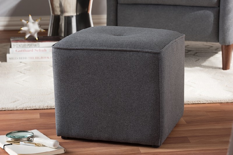 BAXTON STUDIO 1709 CORINNE 15 3/4 INCH MODERN AND CONTEMPORARY FABRIC UPHOLSTERED OTTOMAN