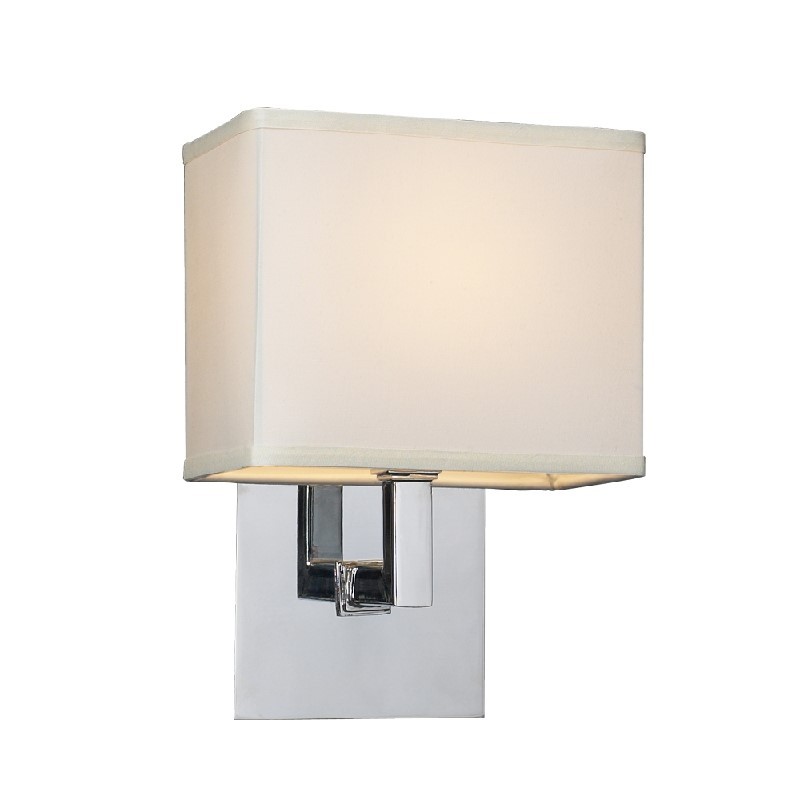 PLC LIGHTING 18194 PC DREAM 8 INCH 60W OFF-WHITE FABRIC SHADE DIMMABLE ONE LIGHT SCONCE - POLISHED CHROME
