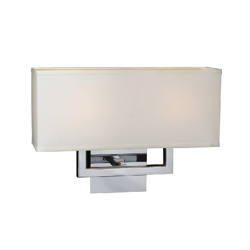 PLC LIGHTING 18196 PC DREAM 16 INCH 60W OFF-WHITE FABRIC SHADE DIMMABLE 2-LIGHT SCONCE - POLISHED CHROME
