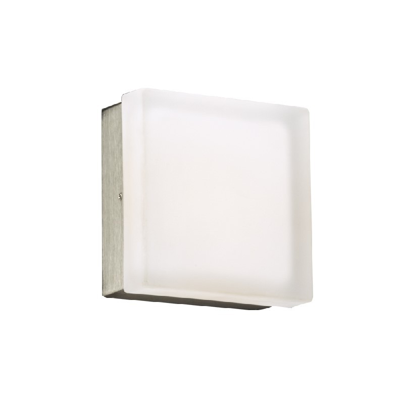 PLC LIGHTING 6573SNLED PRAHA 5 INCH 12W FROST GLASS DIMMABLE WALL LIGHT - SATIN NICKEL