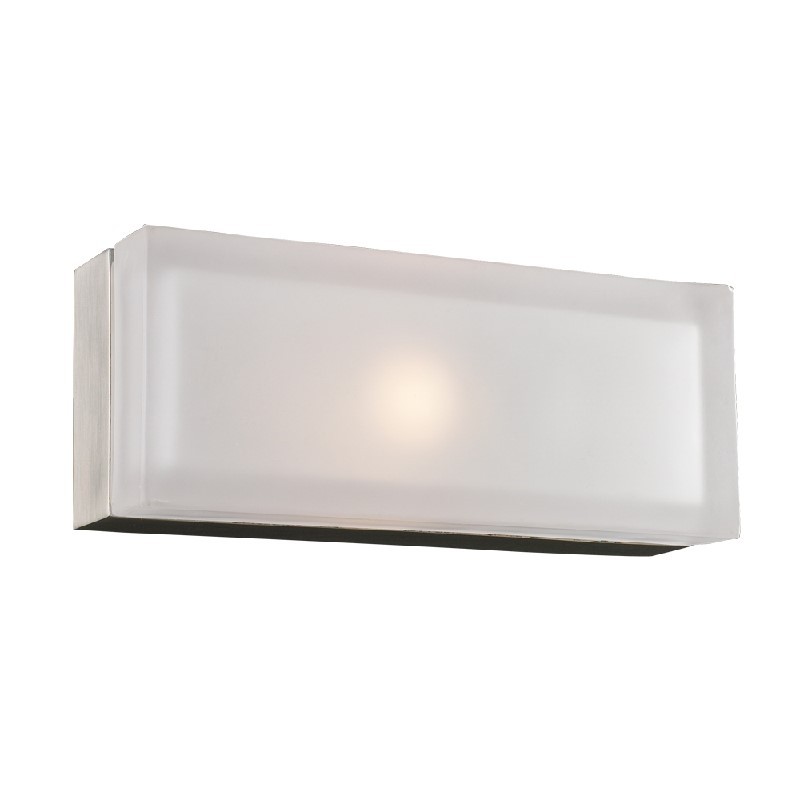 PLC LIGHTING 6577 SN PRAHA 4 3/4 INCH 60W FROST GLASS DIMMABLE ONE LIGHT SCONCE - SATIN NICKEL