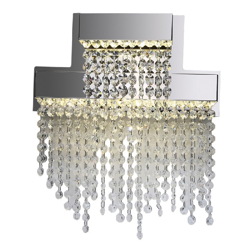 PLC LIGHTING 91134PC CAMELOT 13 INCH 12W ASFOUR HANDCUT CRYSTAL GLASS DIMMABLE CEILING PENDANT LIGHT - POLISHED CHROME
