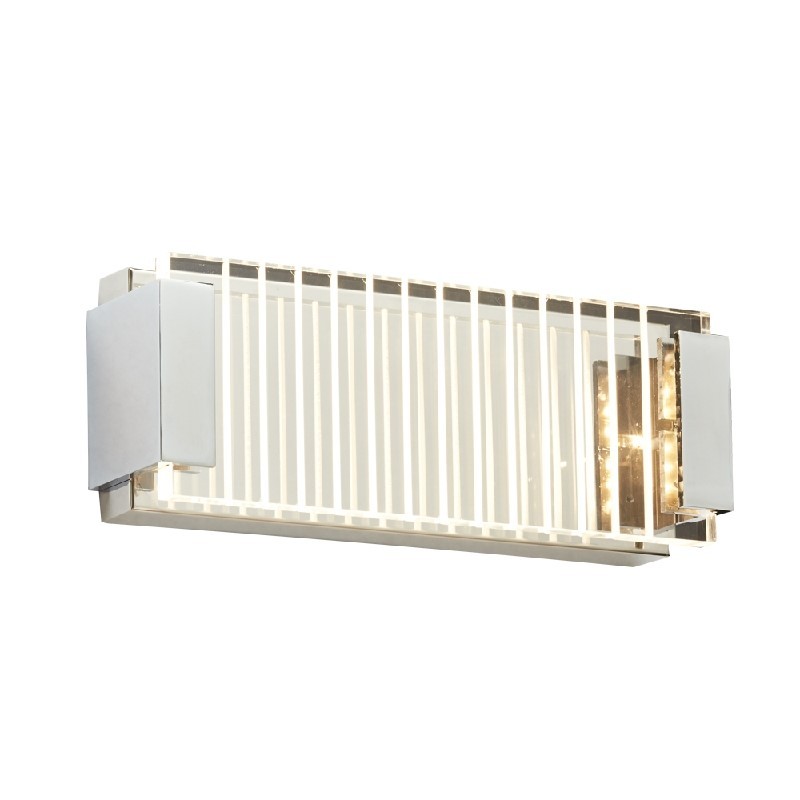 PLC LIGHTING 91140PC RIVER 13 INCH 12W CLEAR RIBBED ACRYLIC LENS DIMMABLE SMALL VANITY LIGHT - POLISHED CHROME