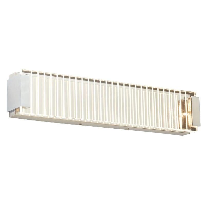 PLC LIGHTING 91142PC RIVER 23 3/4 INCH 24W CLEAR RIBBED ACRYLIC LENS DIMMABLE LARGE VANITY LIGHT - POLISHED CHROME