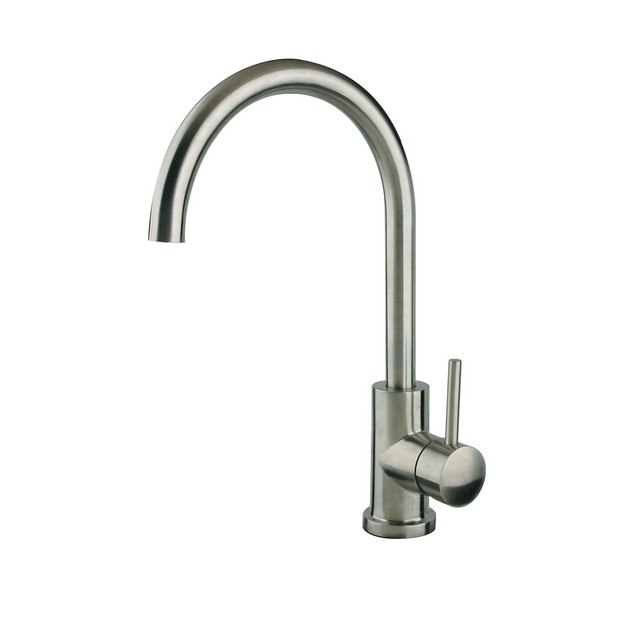 CAHABA CA6114SS SINGLE HANDLE GOOSE NECK STAINLESS STEEL BAR FAUCET IN BRUSHED NICKEL