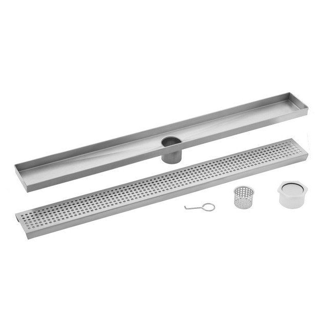 CAHABA CASP40 40 INCH STAINLESS STEEL SQUARE GRATE LINEAR SHOWER DRAIN