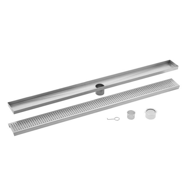 CAHABA CASP60 60 INCH STAINLESS STEEL SQUARE GRATE LINEAR SHOWER DRAIN