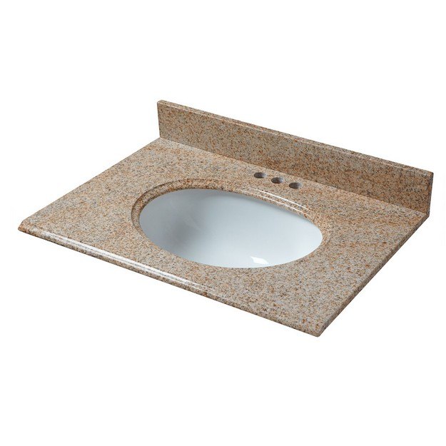 CAHABA CAVT0130 25 X 22 INCH BEIGE GRANITE VANITY TOP WITH OVAL BOWL AND 4 INCH FAUCET SPREAD