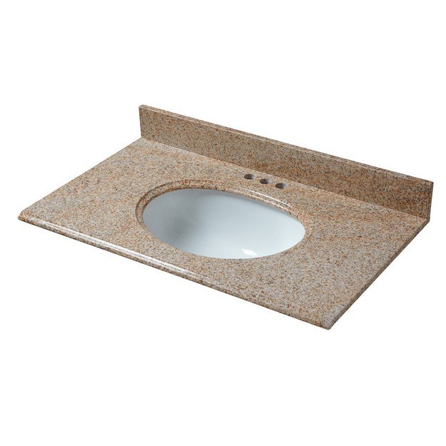 CAHABA CAVT0132 37 X 22 INCH BEIGE GRANITE VANITY TOP WITH OVAL BOWL AND 4 INCH FAUCET SPREAD