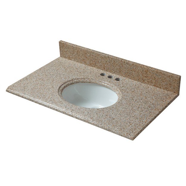 CAHABA CAVT0134 31 X 19 INCH BEIGE GRANITE VANITY TOP WITH OVAL BOWL AND 4 INCH FAUCET SPREAD