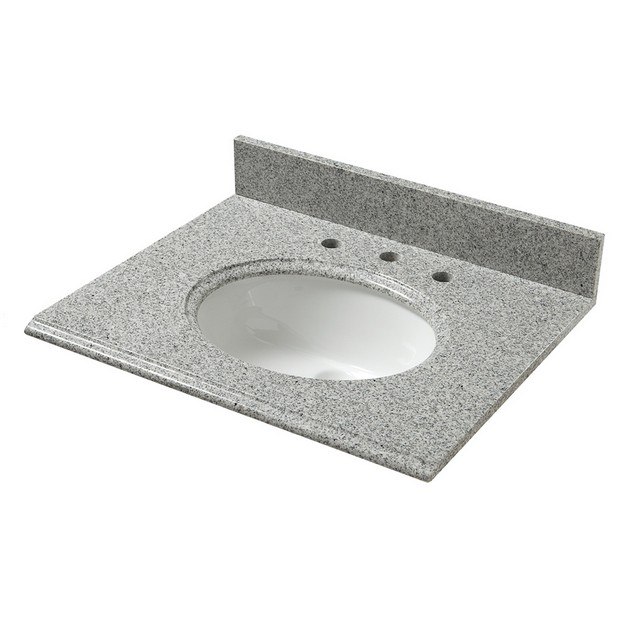 CAHABA CAVT0139 25 X 22 INCH NAPOLI GRANITE VANITY TOP WITH OVAL BOWL AND 8 INCH FAUCET SPREAD
