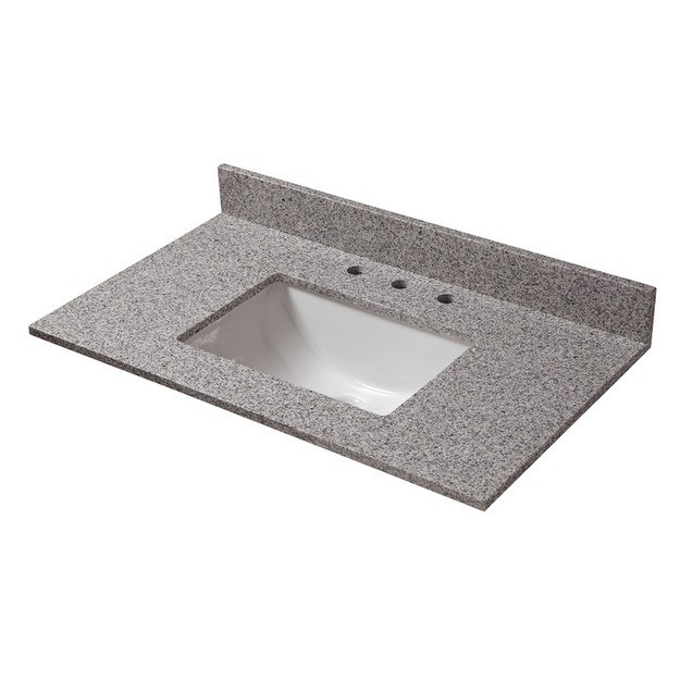 CAHABA CAVT0151 37 X 22 INCH NAPOLI GRANITE VANITY TOP WITH TROUGH BOWL AND 8 INCH FAUCET SPREAD