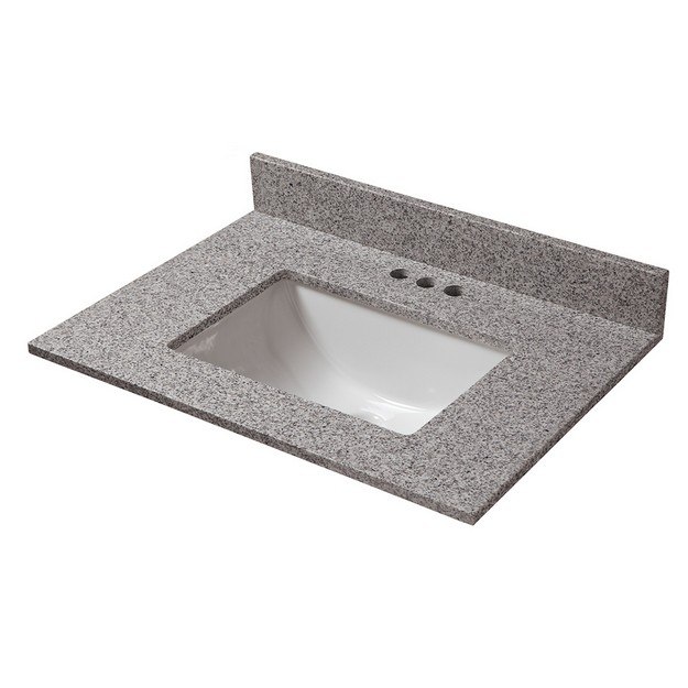 CAHABA CAVT0153 25 X 19 INCH NAPOLI GRANITE VANITY TOP WITH TROUGH BOWL AND 4 INCH FAUCET SPREAD