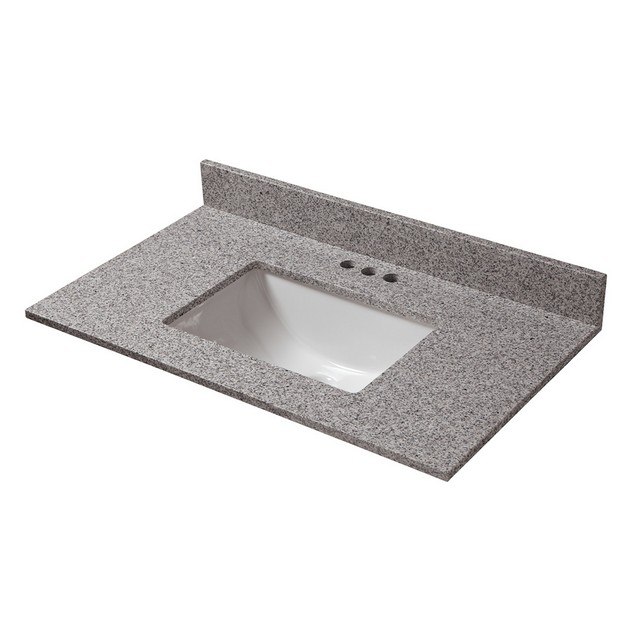 CAHABA CAVT0154 31 X 19 INCH NAPOLI GRANITE VANITY TOP WITH TROUGH BOWL AND 4 INCH FAUCET SPREAD