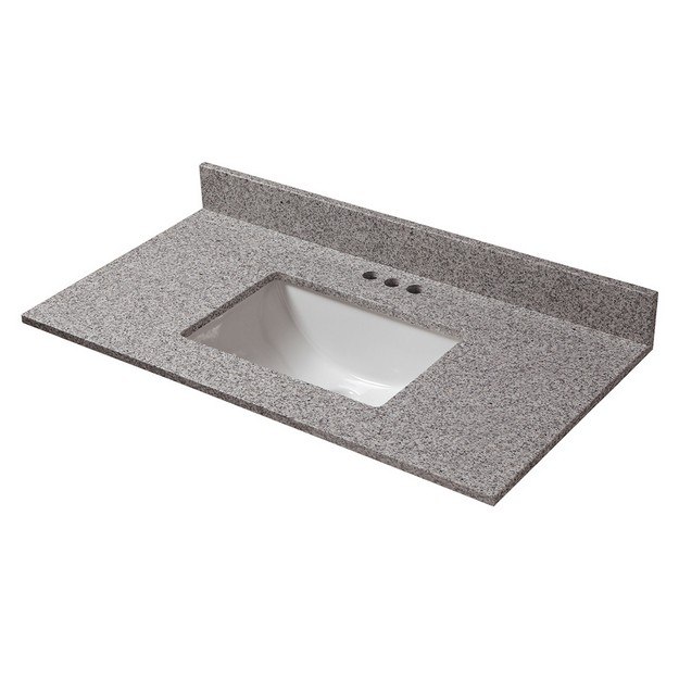 CAHABA CAVT0155 37 X 19 INCH NAPOLI GRANITE VANITY TOP WITH TROUGH BOWL AND 4 INCH FAUCET SPREAD