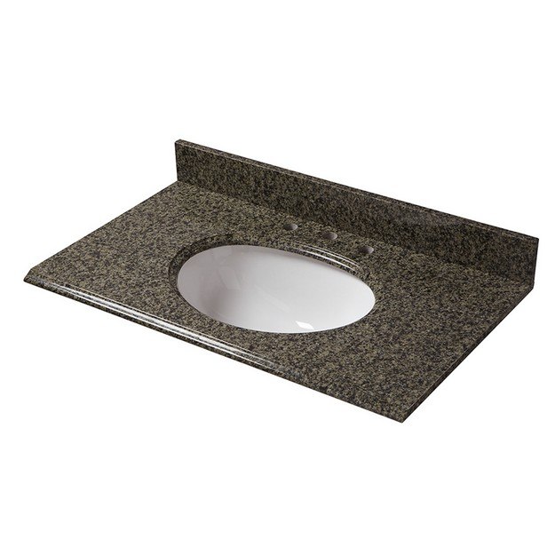 CAHABA CAVT0157 31 X 22 INCH QUADRO GRANITE VANITY TOP WITH OVAL BOWL AND 8 INCH FAUCET SPREAD