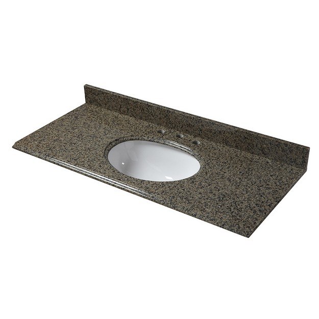 CAHABA CAVT0159 49 X 22 INCH QUADRO GRANITE VANITY TOP WITH OVAL BOWL AND 8 INCH FAUCET SPREAD
