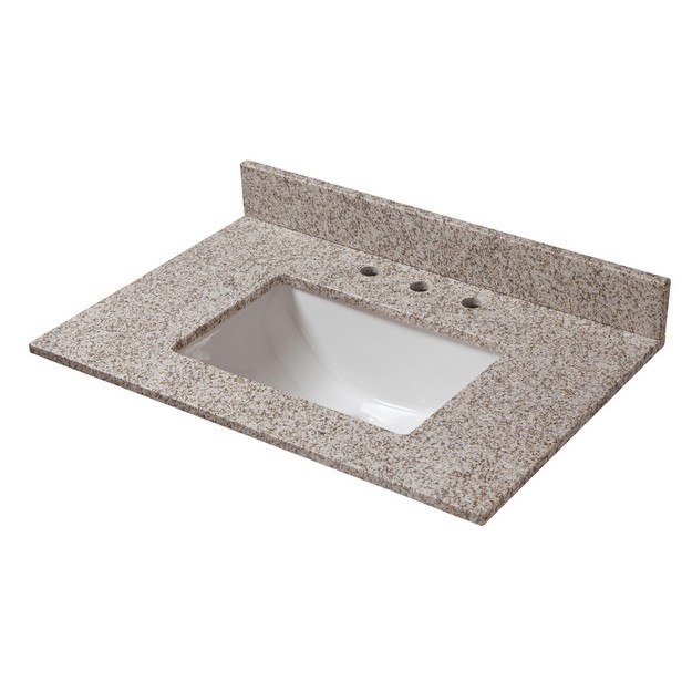 CAHABA CAVT0192 31 X 22 INCH GOLDEN HILL GRANITE VANITY TOP WITH TROUGH BOWL AND 8 INCH FAUCET SPREAD
