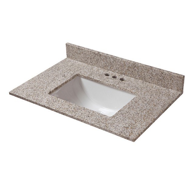 CAHABA CAVT0196 31 X 19 INCH GOLDEN HILL GRANITE VANITY TOP WITH TROUGH BOWL AND 4 INCH FAUCET SPREAD