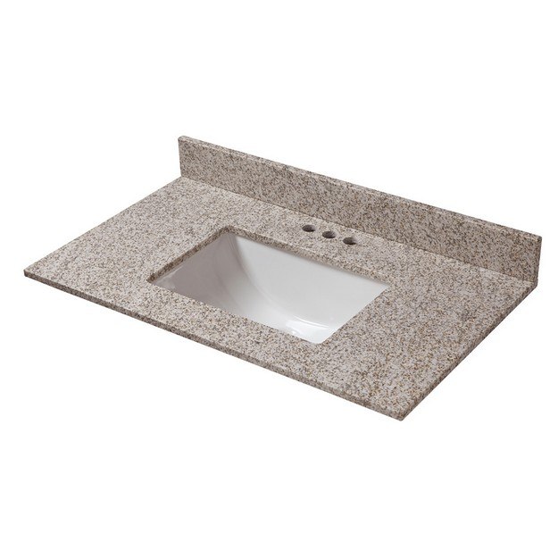 CAHABA CAVT0197 37 X 19 INCH GOLDEN HILL GRANITE VANITY TOP WITH TROUGH BOWL AND 4 INCH FAUCET SPREAD