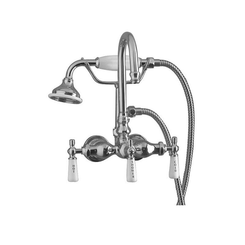 CAHABA CCLTW04 GOOSENECK WALL-MOUNTED TUB FILLER WITH HANDSHOWER AND LEVER HANDLES