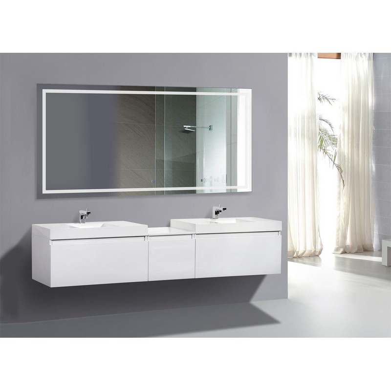 KRUGG ICON7236 ICON 72 INCH X 36 INCH LED BATHROOM MIRROR WITH DIMMER AND DEFOGGER