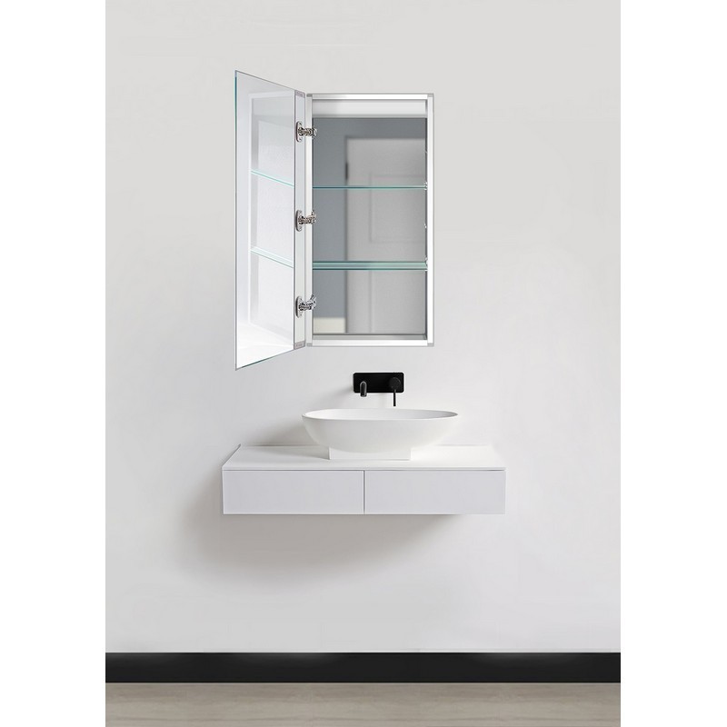 KRUGG KINETIC1530L KINETIC 15 INCH X 30 INCH LED LEFT MEDICINE CABINET WITH DIMMER AND DEFOGGER