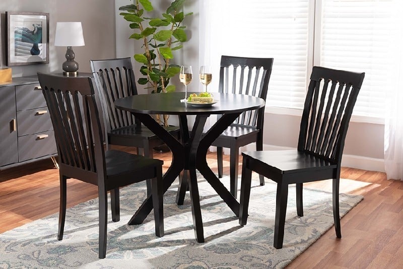 BAXTON STUDIO ZORA-DARK BROWN-5PC DINING SET ZORA MODERN AND CONTEMPORARY WOOD FIVE PIECE DINING SET - DARK BROWN