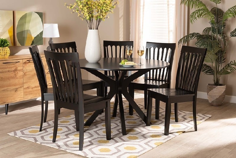 BAXTON STUDIO ZORA-DARK BROWN-7PC DINING SET ZORA MODERN AND CONTEMPORARY WOOD SEVEN PIECE DINING SET - DARK BROWN