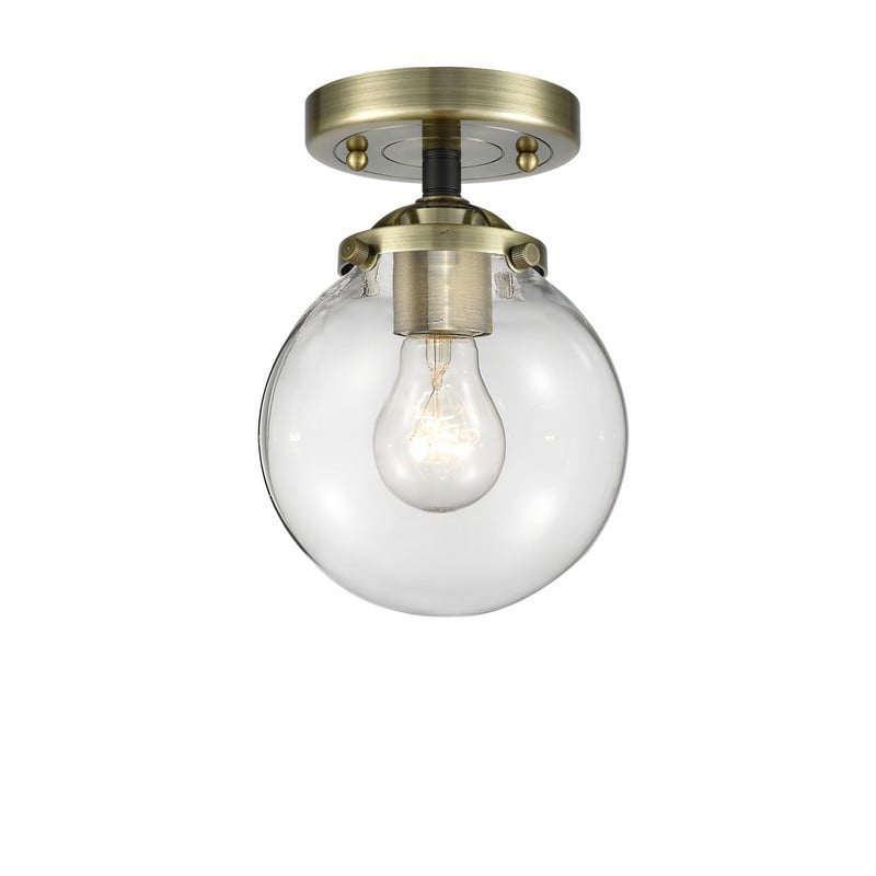 INNOVATIONS LIGHTING 284-1C-G202-6 NOUVEAU BEACON 6 INCH ONE LIGHT CLEAR GLASS SEMI-FLUSH MOUNT LIGHT