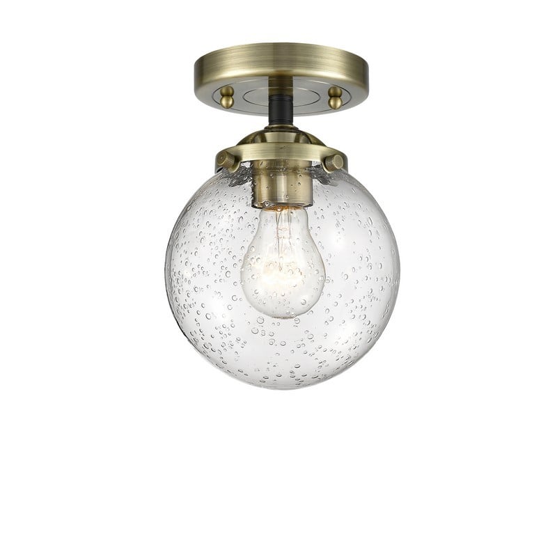 INNOVATIONS LIGHTING 284-1C-G204-6 NOUVEAU BEACON 6 INCH ONE LIGHT SEEDY GLASS SEMI-FLUSH MOUNT LIGHT