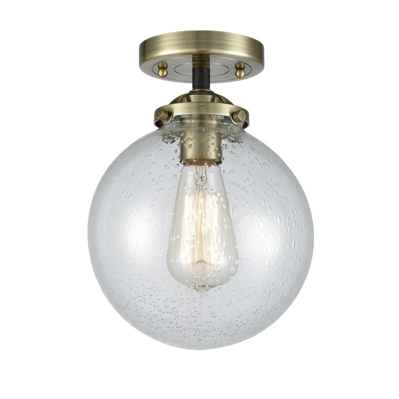 INNOVATIONS LIGHTING 284-1C-G204-8 NOUVEAU BEACON 8 INCH ONE LIGHT SEEDY GLASS SEMI-FLUSH MOUNT LIGHT