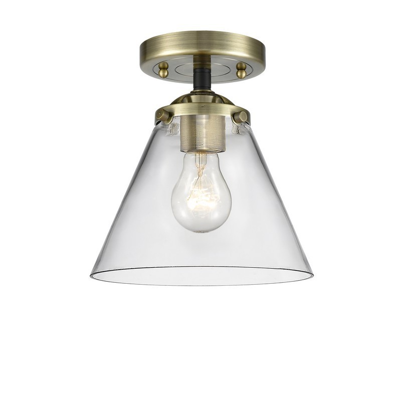 INNOVATIONS LIGHTING 284-1C-G42 NOUVEAU LARGE CONE 7 3/4 INCH ONE LIGHT CLEAR GLASS SEMI-FLUSH MOUNT LIGHT